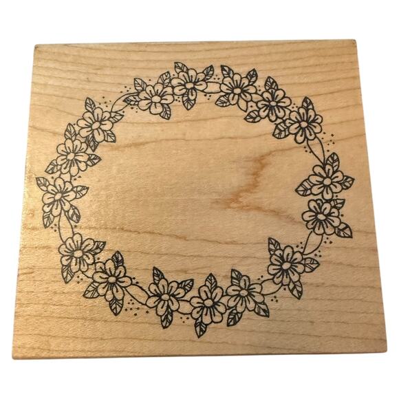 Azadi Earles M293 Large Oversized Lei Flower Wreath Rubber Stamp - Picture 1 of 3